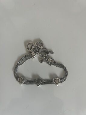 Brighton Silver Heart Multi-Row Charm Bracelet